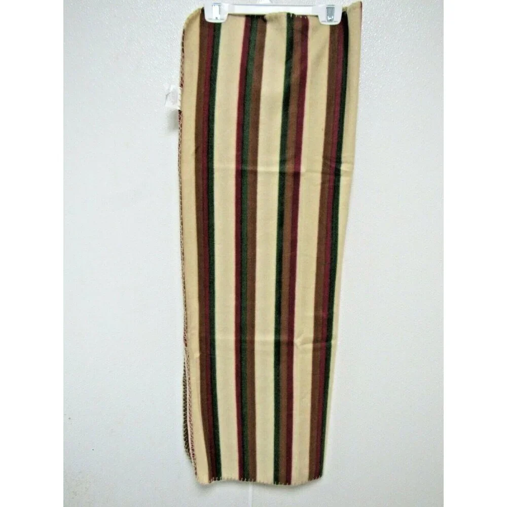 Pet Medium Brown Paw Pet Cat Dog Fleece Soft 29x39 Blanket Earth Tone Stripped